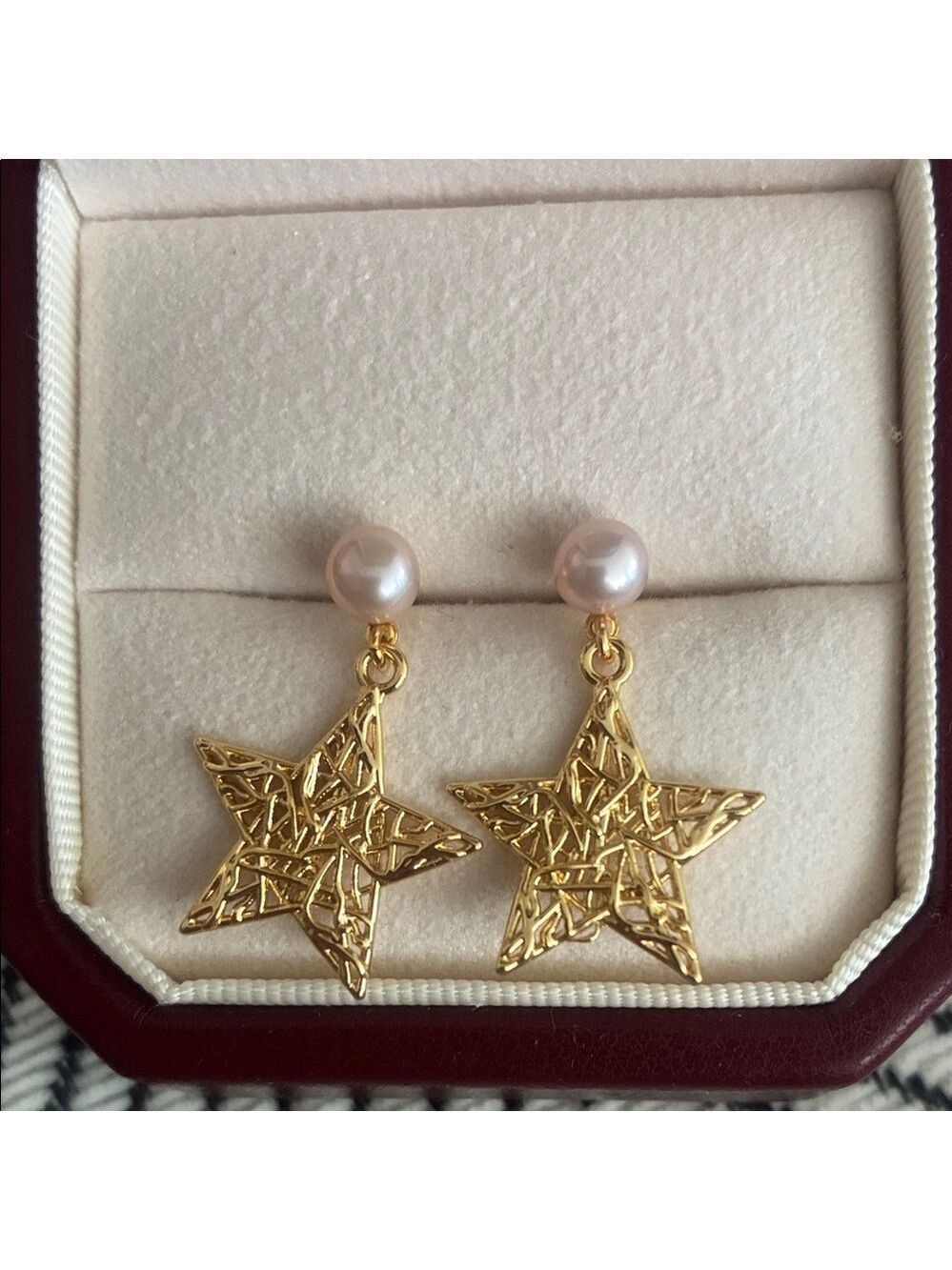Gold Star Pearl Earrings